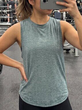 Teal / Heather Green High Neck Lightweight Gym Athletic Workout Tank Top Size S